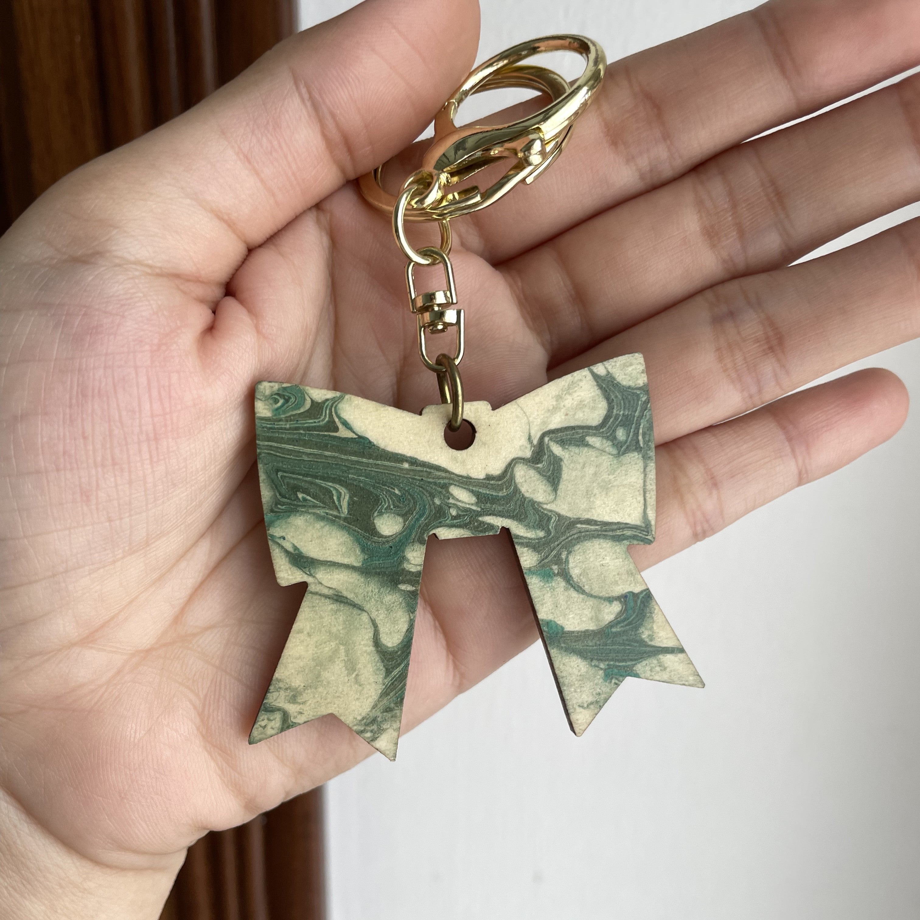 Marbled Wood Keychain - Random Color/Shape